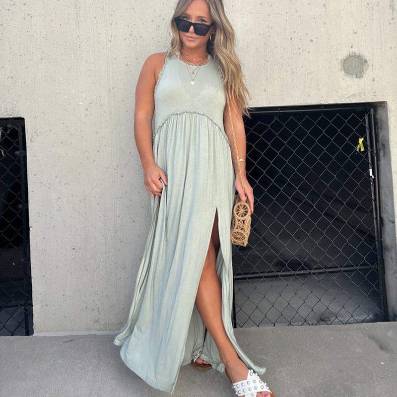 Slit Casual Simple Loose Maxi Long Dress(Buy 2 Free Shipping)