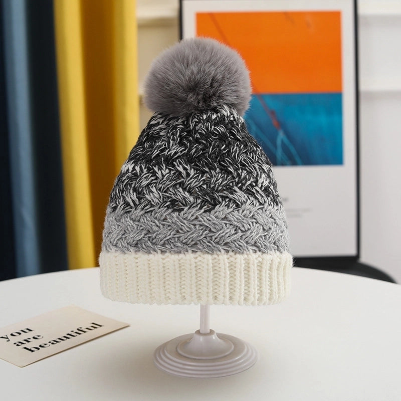 Girl's Cartoon Style Sweet Minimalist Color Block Wool Cap