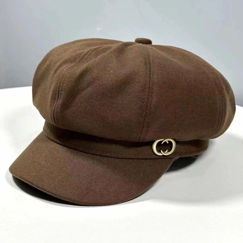 Women's Basic Solid Color Curved Eaves Beret Hat