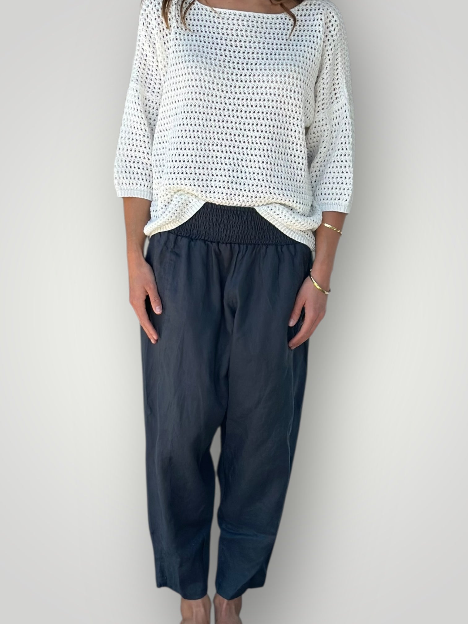 frankie pant -charcoal linen