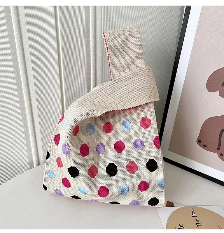 Women's Medium Polyester Polka Dots Vintage Style Square Open Handbag