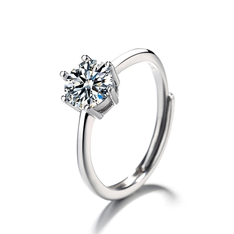 Fashion Heart Shape Copper Inlay Zircon Open Ring