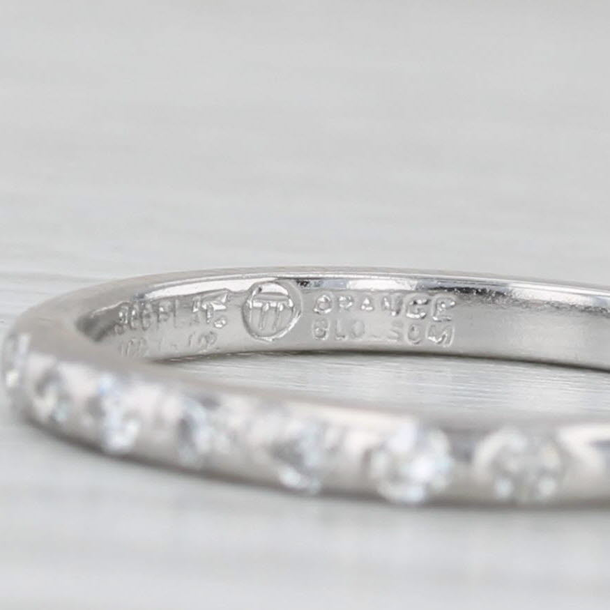 Traub Orange Blossom Art Deco Wedding Band Platinum Stackable Ring Size 4.75