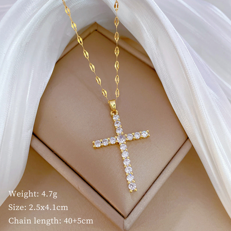 Cartoon Geometric Titanium Steel Diamond Inlay Necklaces