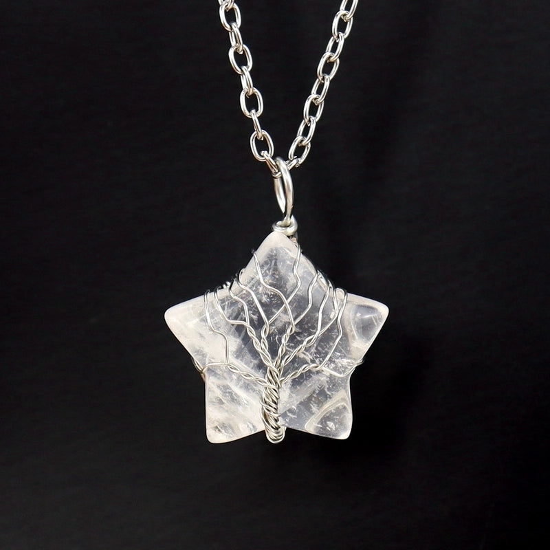Minimalist Star Natural Stone Ferroalloy Patchwork Pendant Necklace
