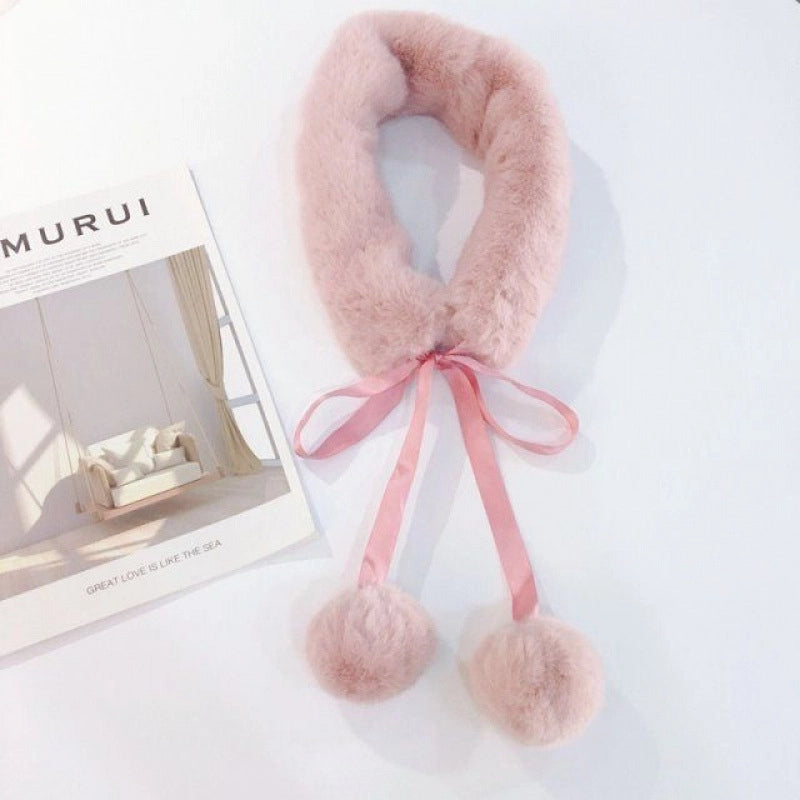 Women's Cute Solid Color Plush Scarf