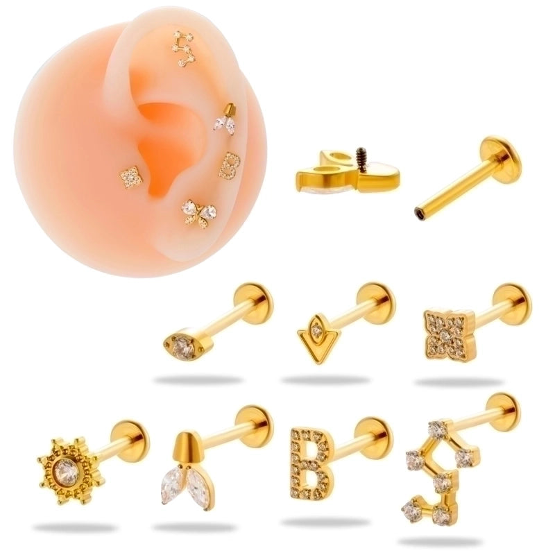1 Piece Ear Cartilage Rings & Studs Minimalist  Flower Butterfly Pure Titanium Plating Inlay Zircon