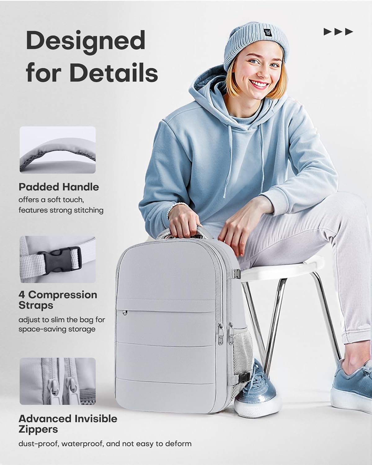 HOTOR Travel Backpack - Flight Approved Travel Bag for Men and Women, Carry on Luggage for 15.6