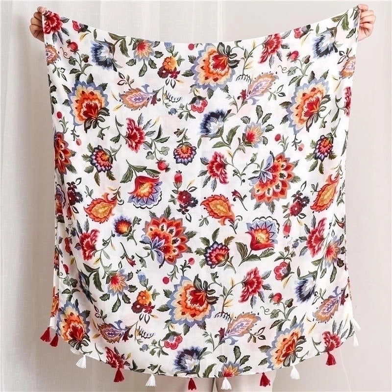 Color Flower Print National Wind Cotton Scarf Scarves Nhgd157609