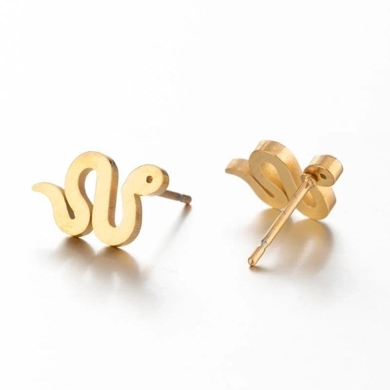 Minimalist Animal 304 Stainless Steel No Inlaid 18K Gold Plated Ear Studs