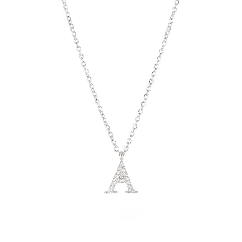 Minimalist Letter 304 Stainless Steel Zircon 16K Gold Plated White Gold Plated Plating Inlay Pendant Necklace