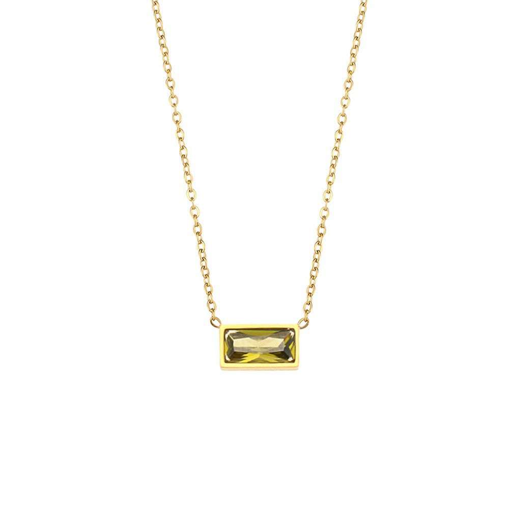 Fashion Quadrilateral Round Geometric Stainless Steel 18K Gold Plated Necklaces