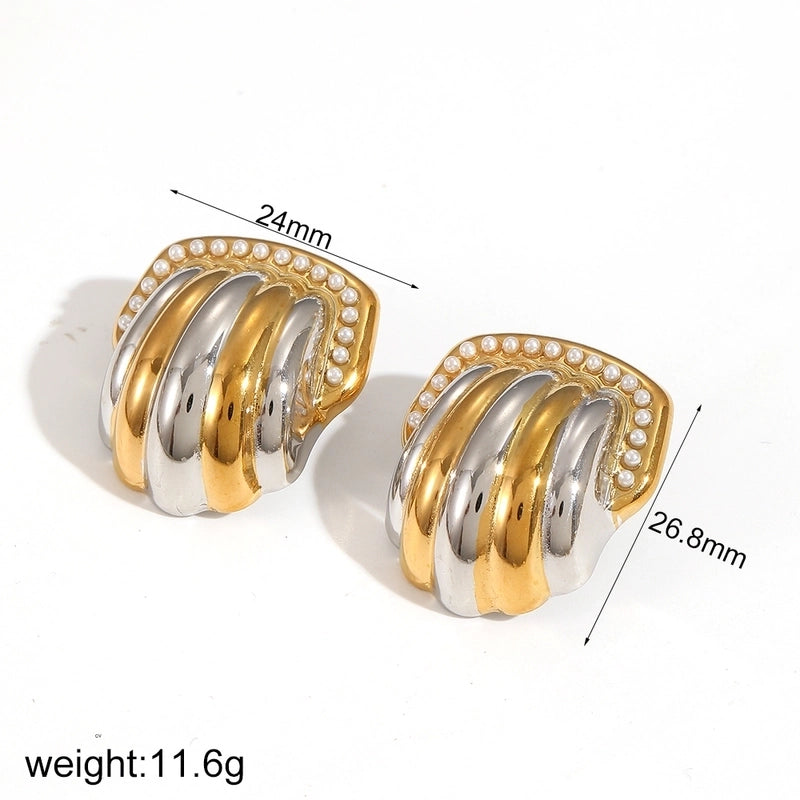Fashion Popular Gold And Silver Color Matching Two-Color Geometric Stainless Steel Ornament Non-Fading Ornament Combination