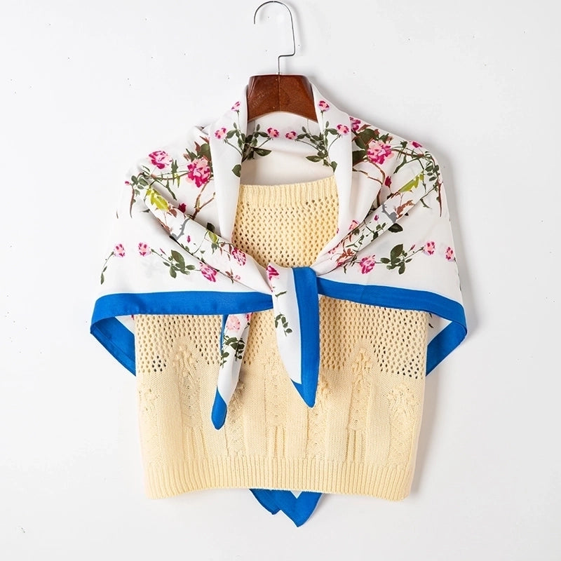 Adults Casual Wedding Pastoral Letter Cotton And Linen Printing Floral Scarf