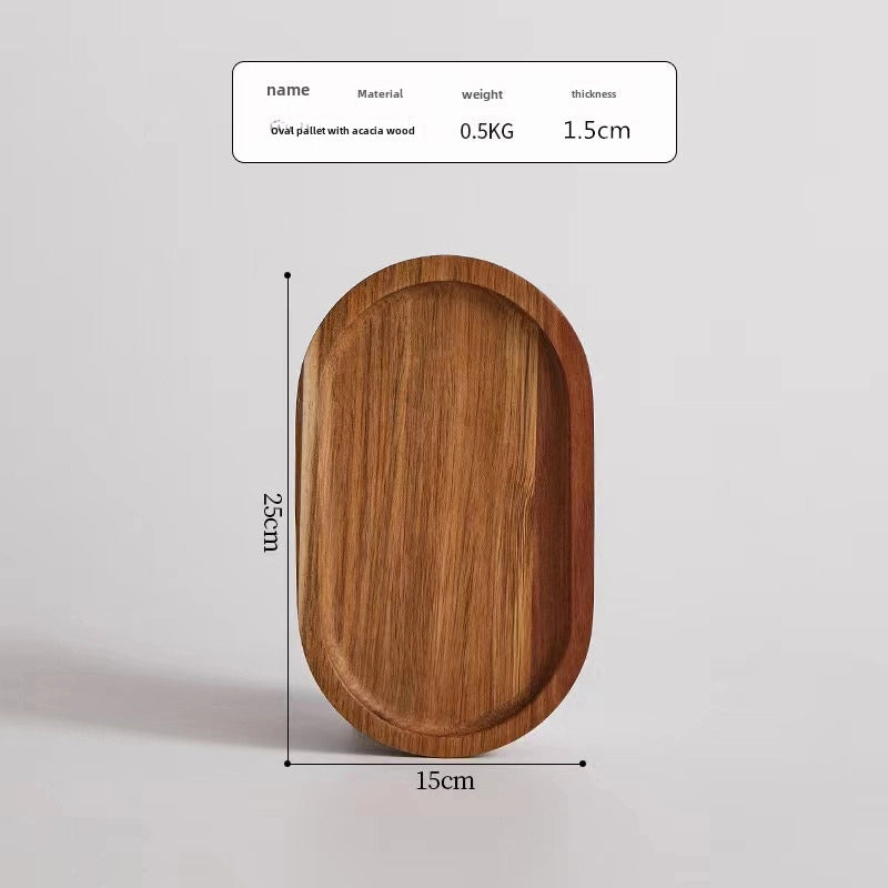 Oval Wooden Tray Solid Wood Rectangular Plate Black Walnut Afternoon Tea Coffee Tray Exquisite Small Tray
