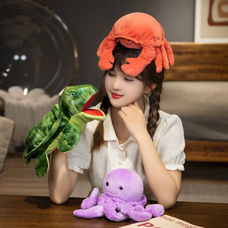 Stuffed Plush Animals Toys Hand Finger Story Puppet Kawaii Dolls Educational Toys Octopus Penguin Clown Fish Birthday Gift