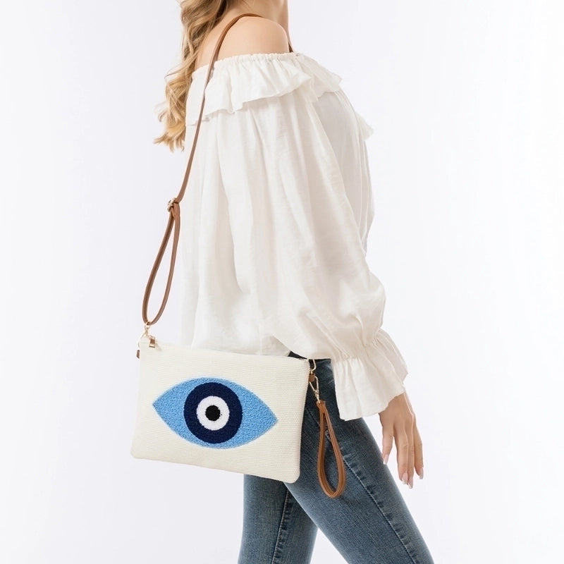 Women's Small Canvas Devil's Eye Basic Vacation Zipper Shoulder Bag