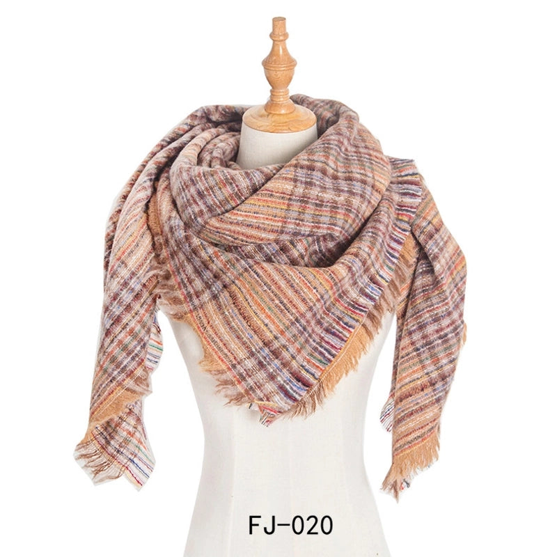 Autumn And Winter New Ring Yarn Thickened Double-sided Lattice Prick Scarf Scarf Women's Scarf Shawl Manufacturers