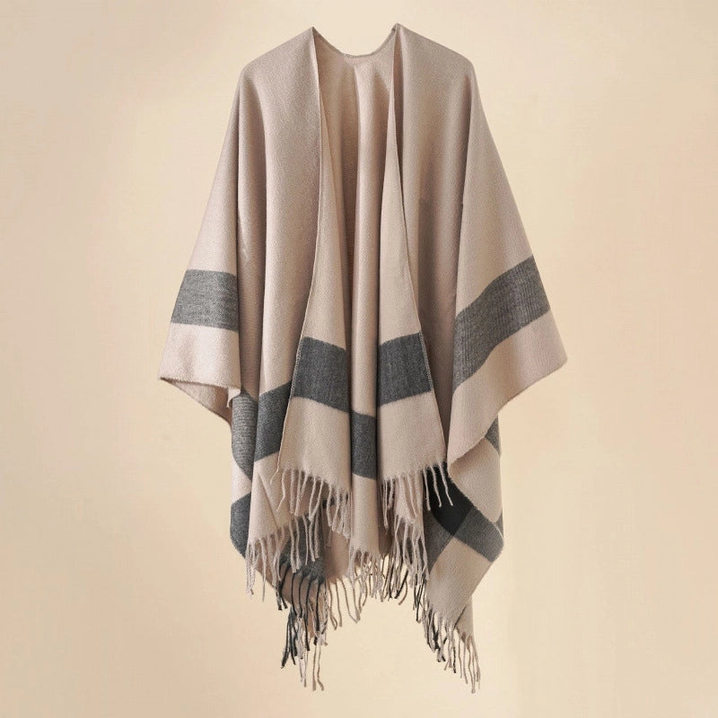 Women's Casual Lattice Polyester Tassel Shawl