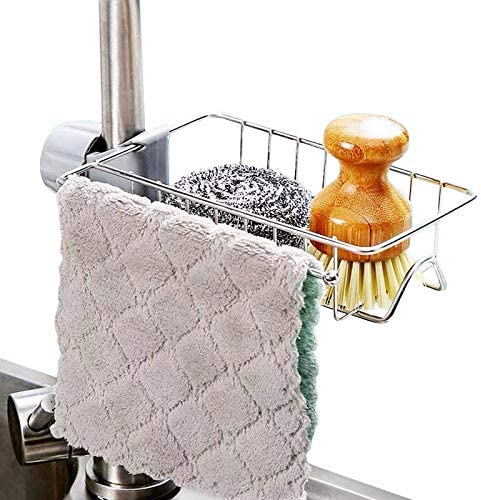 1pcs Stainless Steel Faucet Storage Rack. Adjustable Sink Rag Sponge Draining Rack Kitchen. Bathroom Soap Storage Holder