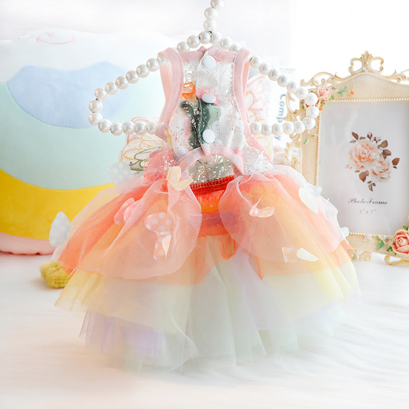 Butterfly Decor Sweet Dog Cat Lace Dress