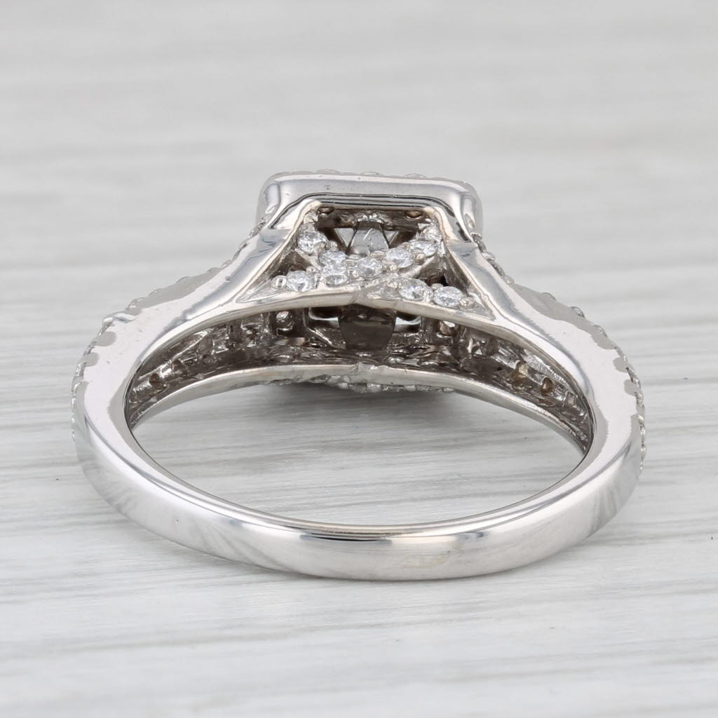 1.54ctw Tolkowsky Princess Diamond Halo 14K White Gold Engagement Ring Size 6.75