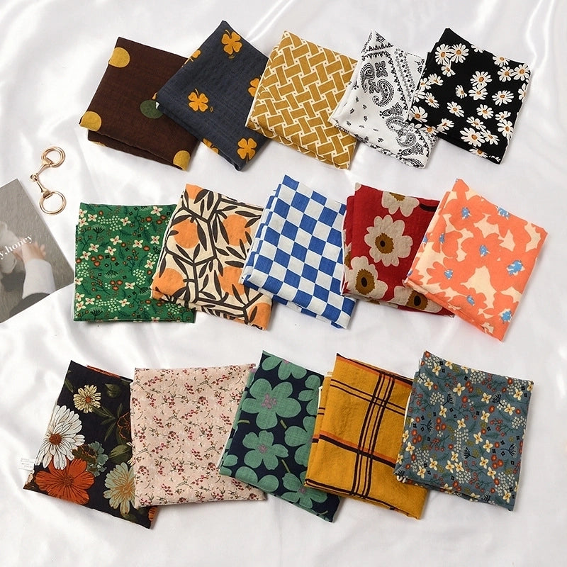 Women's Sweet Flower Cotton Silk Scarf