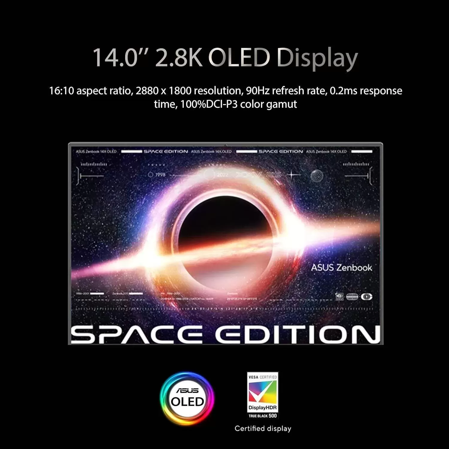 ASUS ZenBook 14X OLED Space Edition Laptop, 14” 4K 16:10 OLED Touch Display, Intel Core i9-12900H CPU, 32GB RAM, 1TB SSD, Windows 11 Pro, ZenVision Display, UX5401ZAS-XH99T