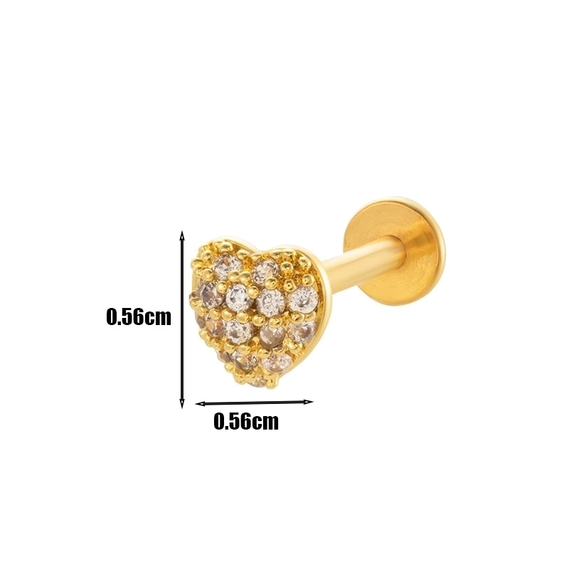 1 Piece Lip Rings Minimalist Heart Shape Flower Butterfly 316L Stainless Steel  Copper Plating Inlay Zircon
