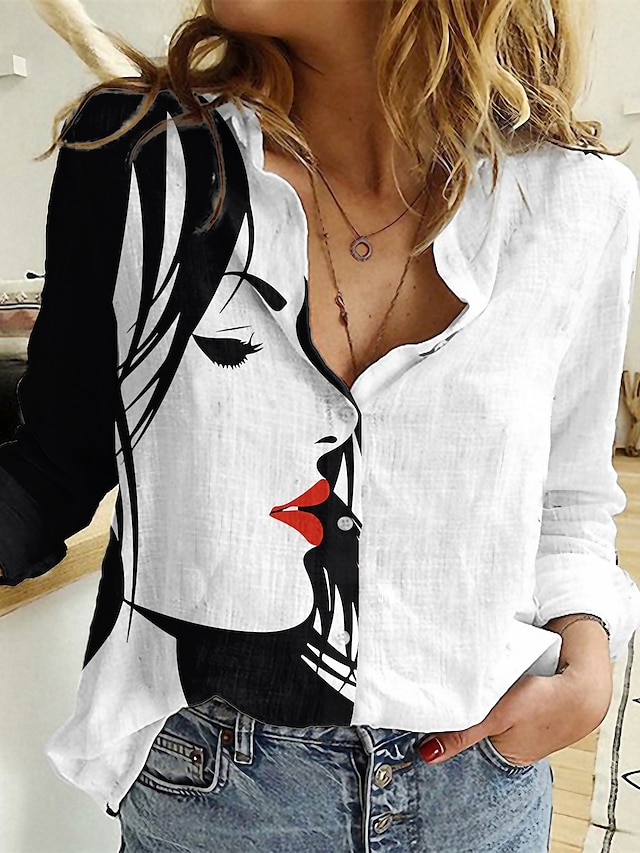 Women's Shirt Blouse Black Pink Army Green Graphic Floral Button Print Long Sleeve Daily Weekend Tropical Vintage Shirt Collar Regular Floral S