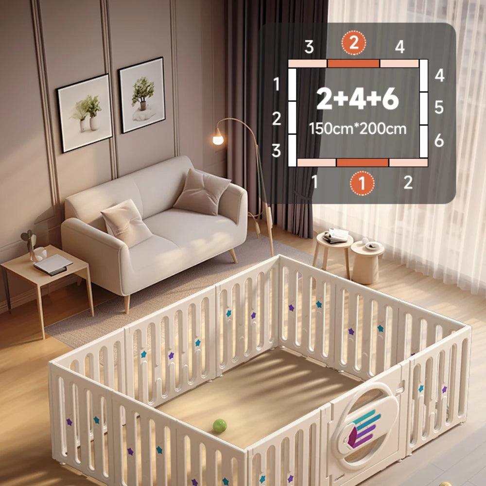 Elegant Futuristic Design Playpen with Wide Panels 6+4+2
