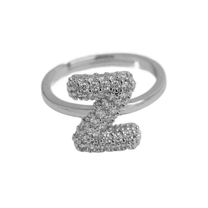 Brass Irregular Plating Letter Zircon Adjustable Ring