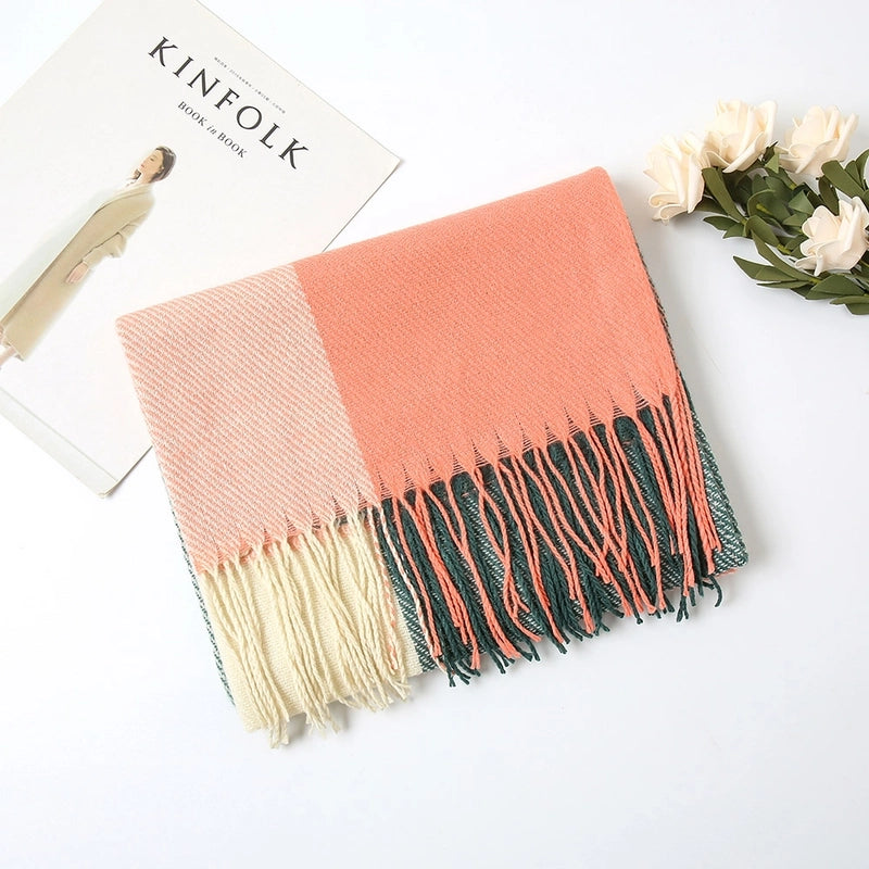 Women's Minimalist Classic Style Color Block Imitation Cashmere Scarf