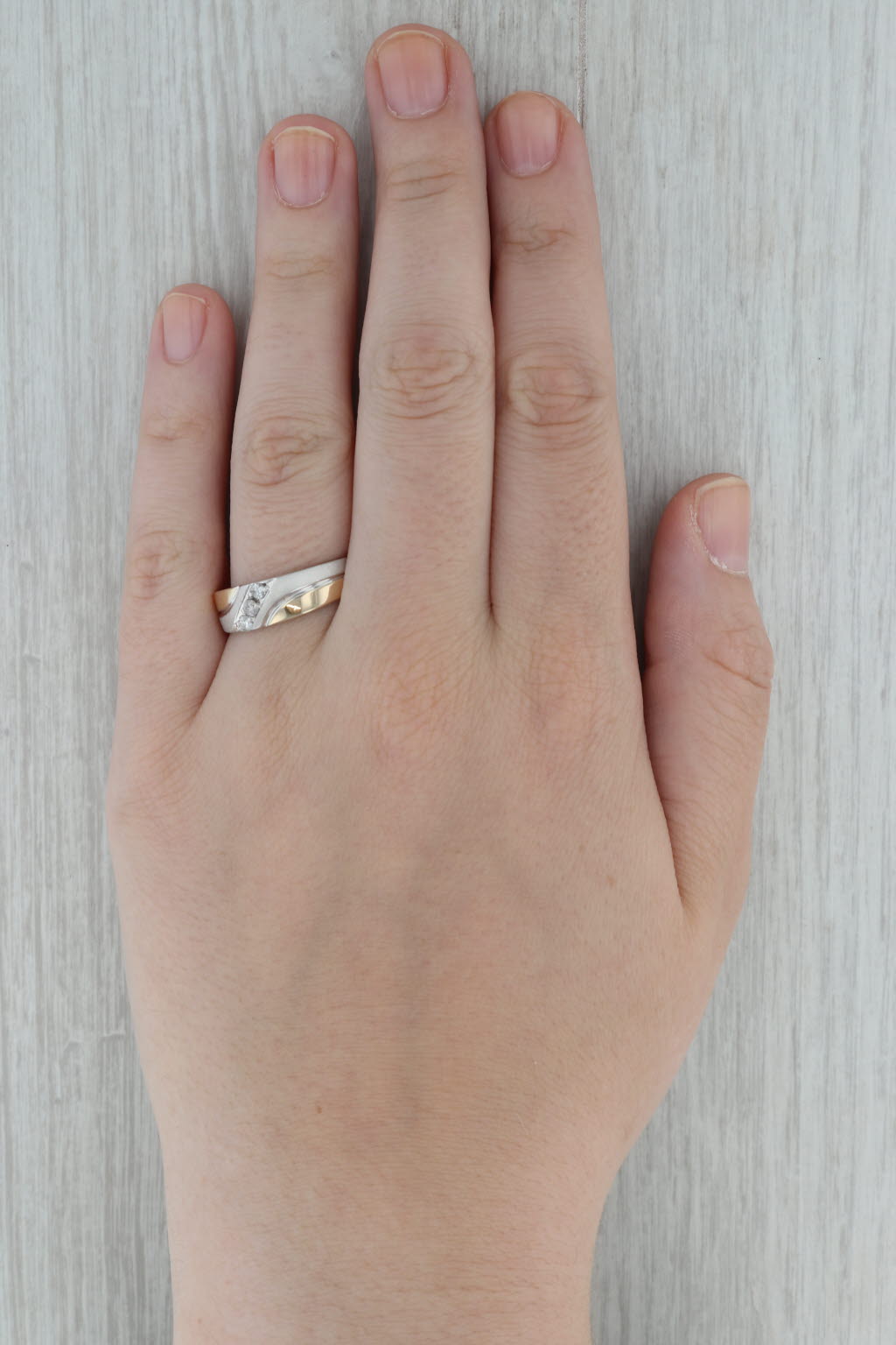 0.18ctw Diamond Men's Ring 14k Yellow White Gold Wedding Band Size 10.25