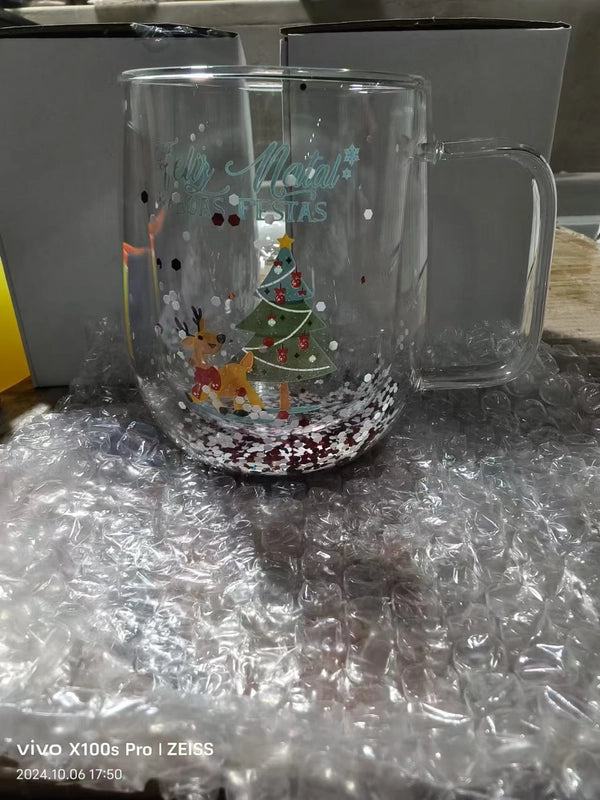 Christmas Casual Vacation Cartoon Borosilicate Glass Water Bottles 1 Piece