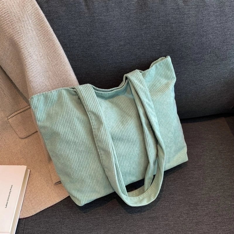 Women's Corduroy Solid Color Streetwear Square Zipper Shoulder Bag