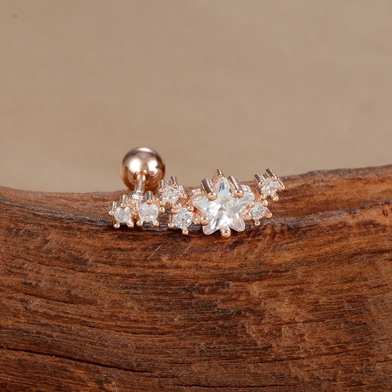 1 Piece Minimalist Geometric Plating Inlay Stainless Steel Zircon Cartilage Earrings