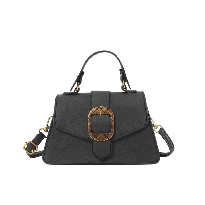 Women's Pu Leather Solid Color Vintage Style Flip Cover Handbag