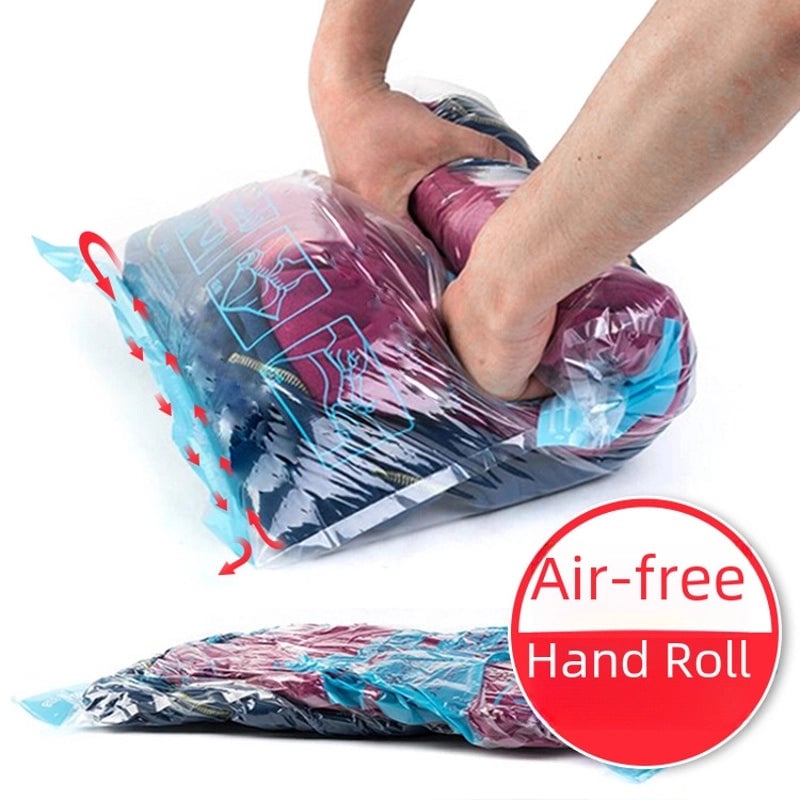 Travel Hand-rolled Vacuum Compression Bag Clothing Storage Bag Printed Portable Finishing Bag