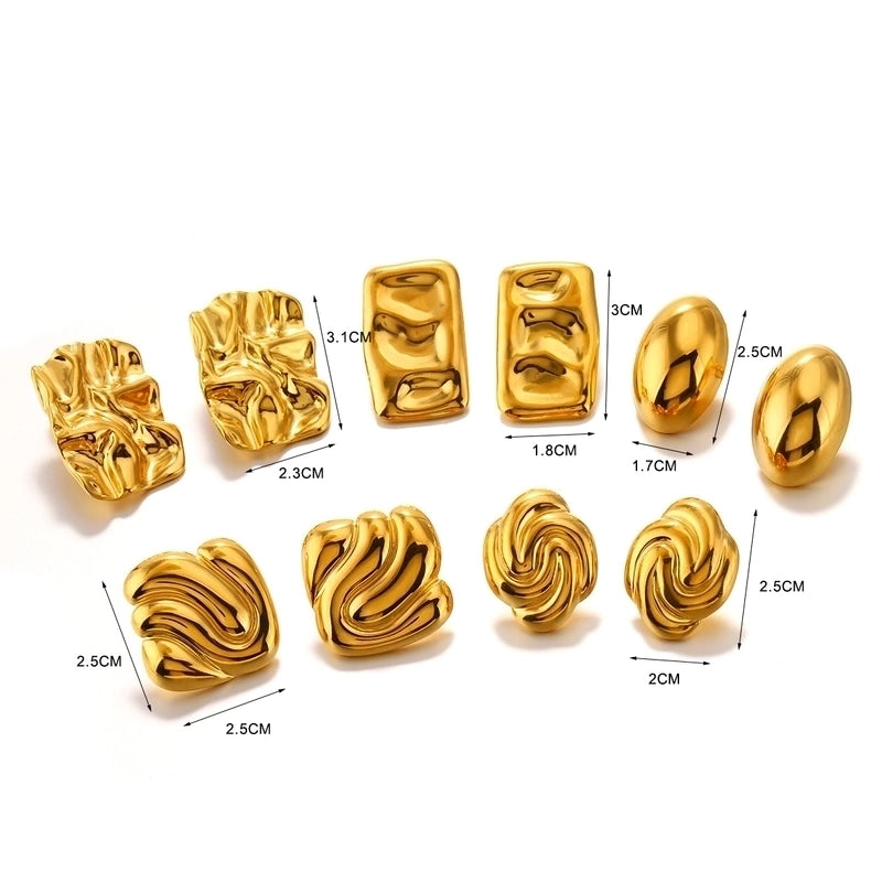 1 Pair Minimalist Classic Style Geometric Square Oval Polishing 304 Stainless Steel 18K Gold Plated Ear Studs