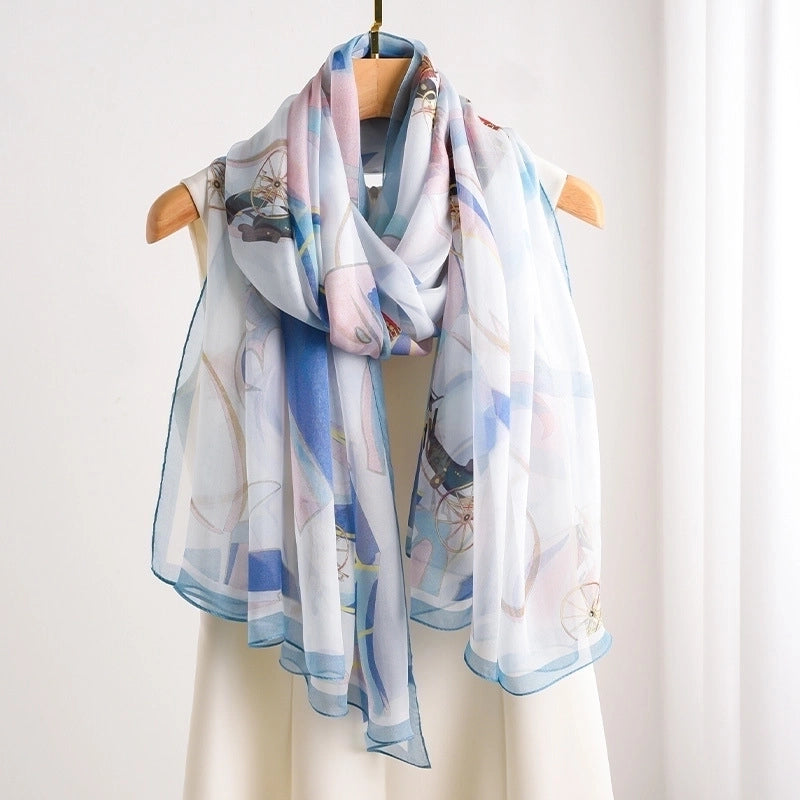 Women's Elegant Geometric Satin Silk Scarf