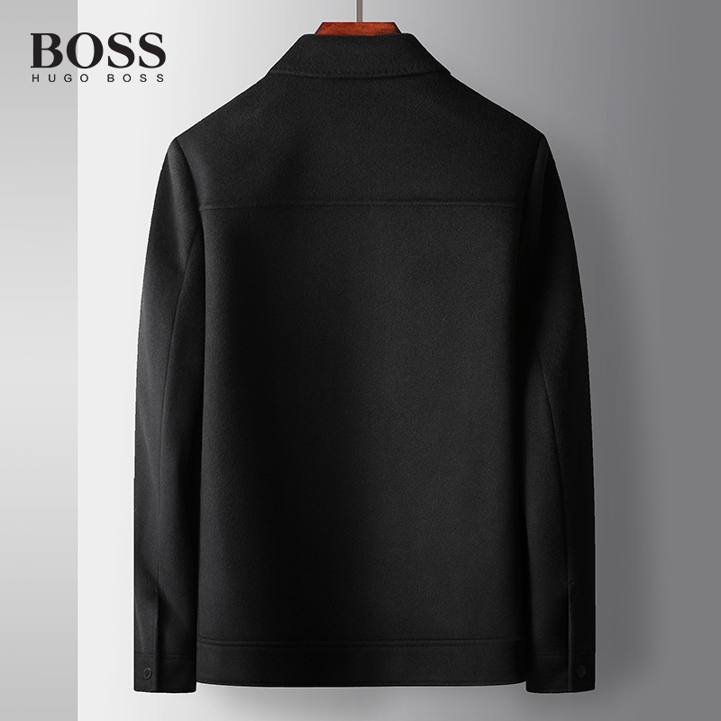 BOSS Luxury Men-s Lapel Handmade Double-faced Wool Casual Warm Jacket