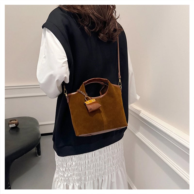 Women's Small PU Solid Color Streetwear Bucket Magnetic Buckle Bucket Bag