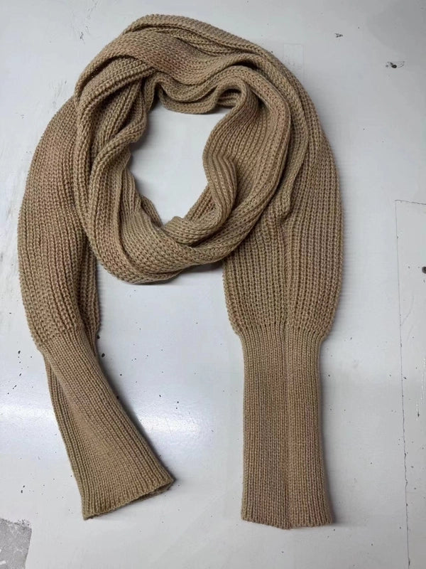 Autumn And Winter Wool Scarf Men And Women's Long Neck Shawl With Sleeves Knitted Scarf