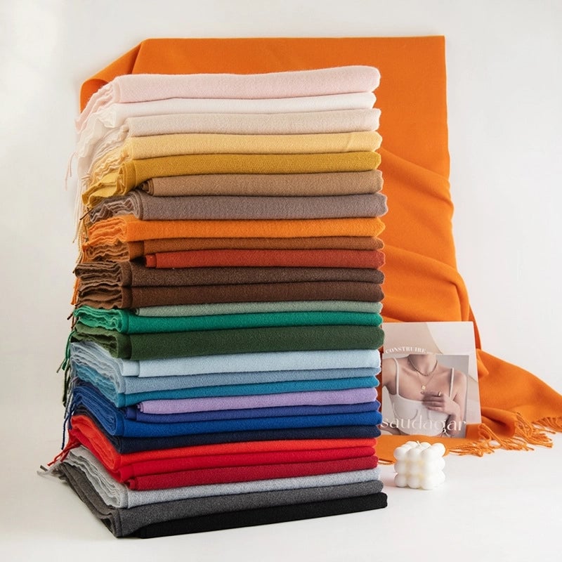 New Solid Color Autumn And Winter Scarf Windproof Warm Shawl Women's High-end  Women's Imitation Cashmere Scarf