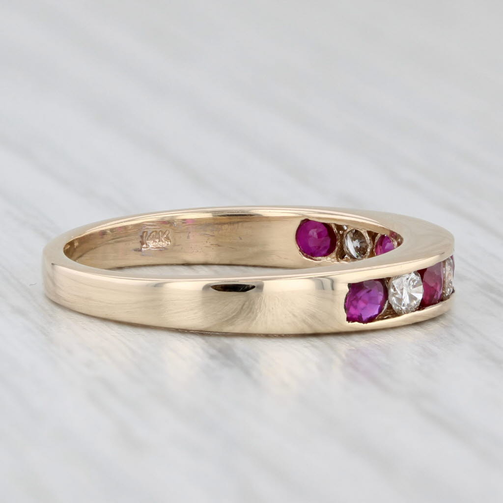 0.56ctw Lab Created Ruby Diamond Ring 14k Yellow Gold Size 6 Stackable