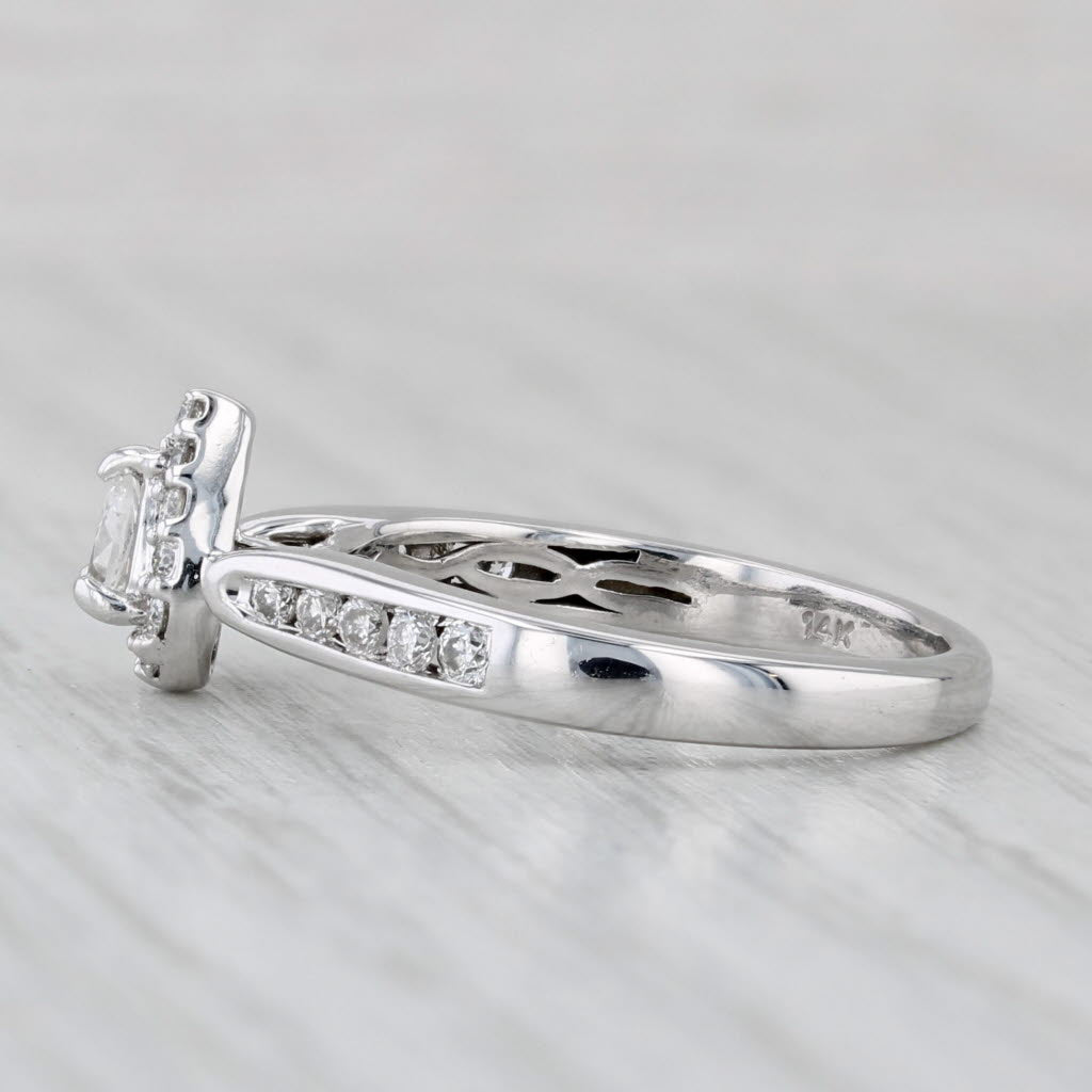 0.34ctw Pear Diamond Halo Engagement Ring 14k White Gold Size 6