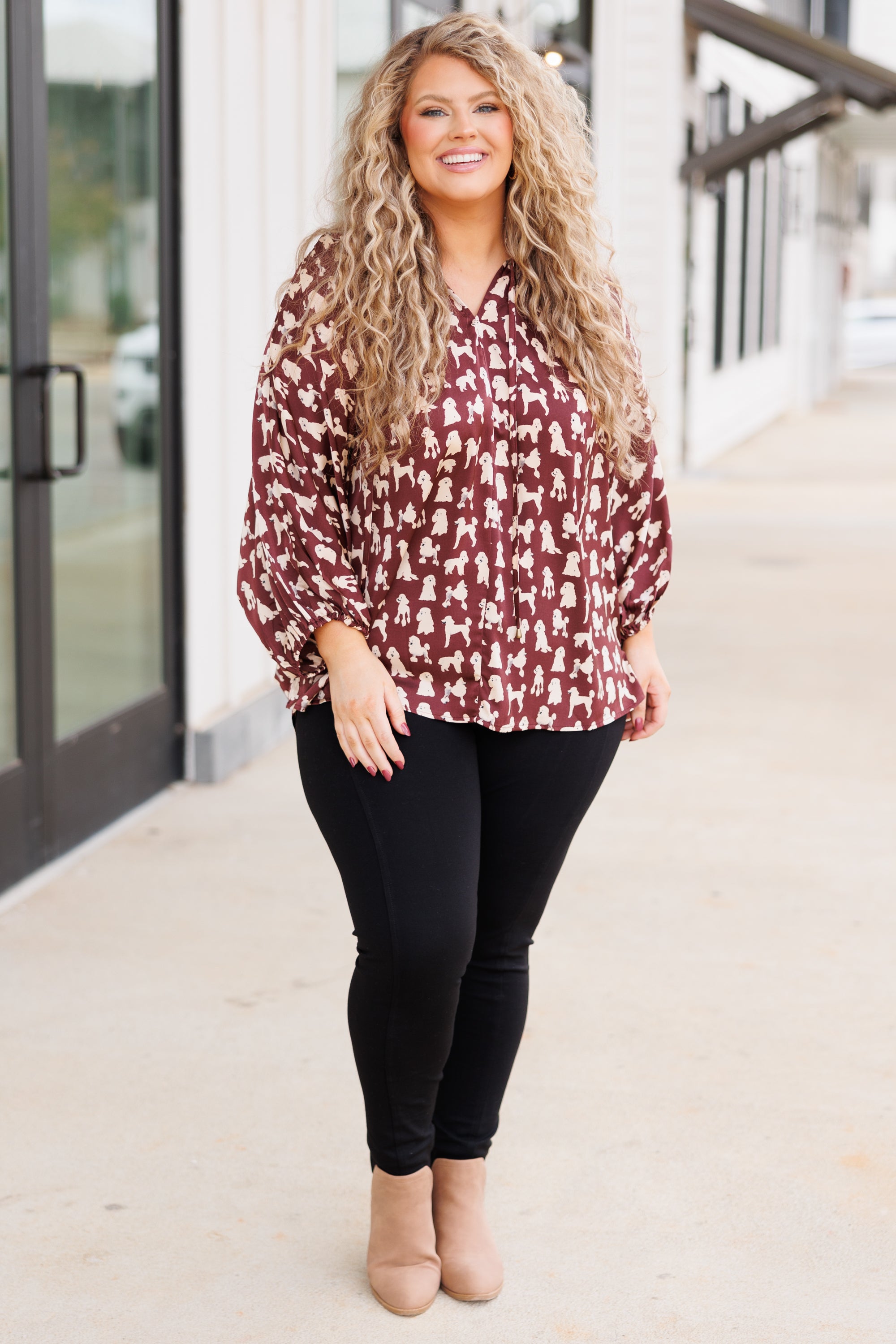 Coffee & Puppies Top. Brown