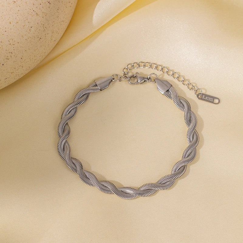 Hip-Hop Retro Solid Color Titanium Steel Plating Jewelry Set