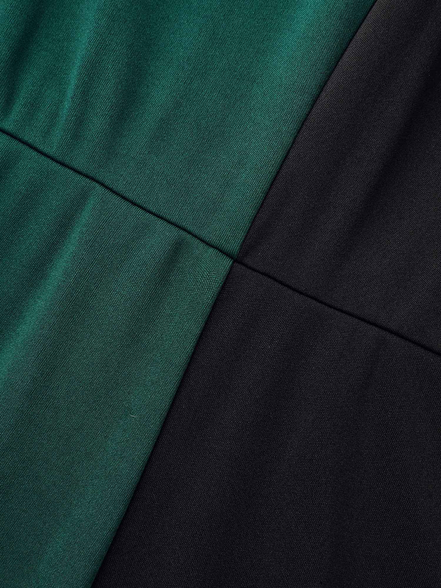 Crew Neck Color Contrast Patchwork Dress